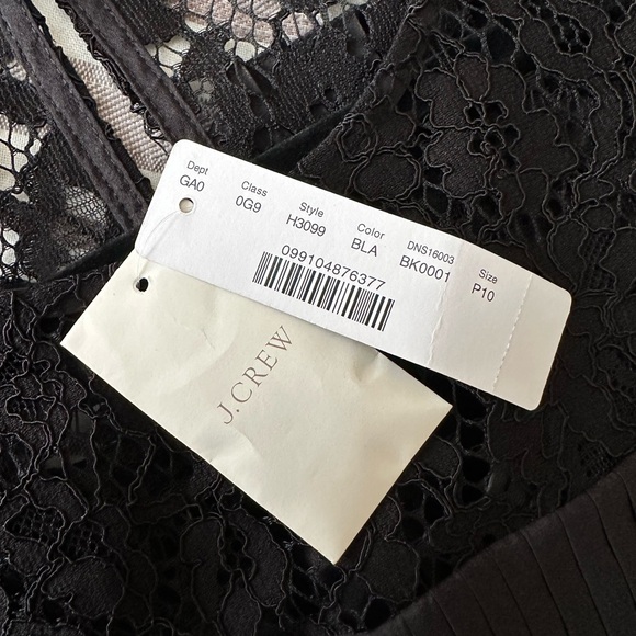 J. Crew Pleated Lace Ruffle Blouse Black NWT - Picture 3 of 6